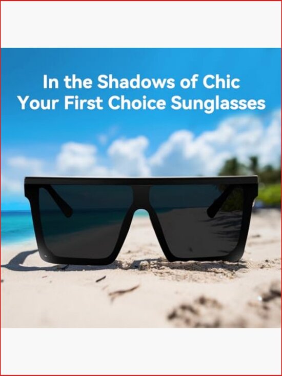 Oversized Square Flat Top Sunglasses UV400 Protection main image 4